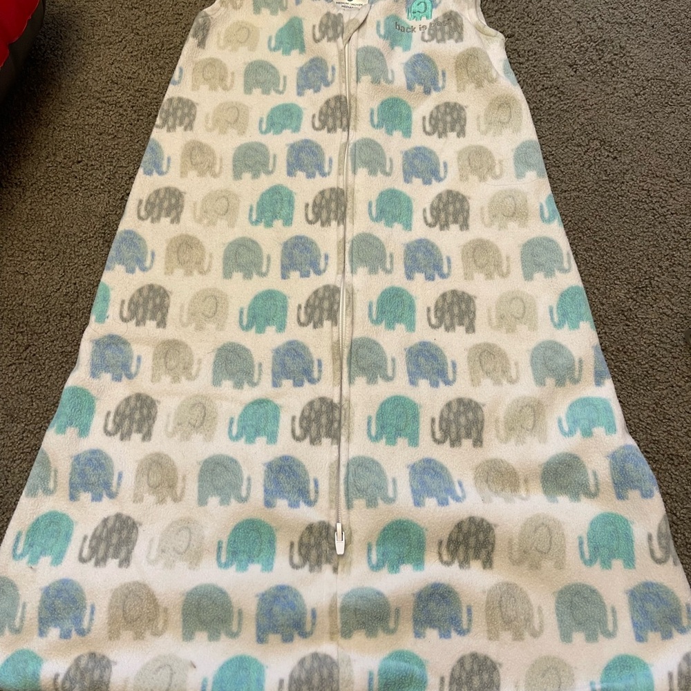 Halo Elephant Pattern Sleep Sack - Teal and Gray